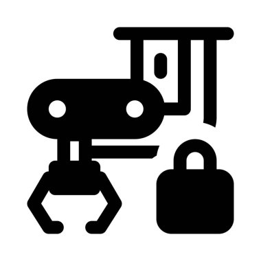 Kilit sistemi ile donatılmış üretim makinesi.