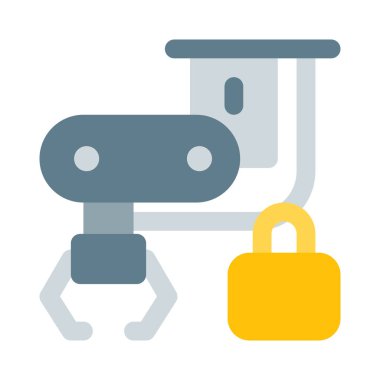 Kilit sistemi ile donatılmış üretim makinesi.