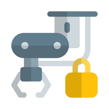 Kilit sistemi ile donatılmış üretim makinesi.