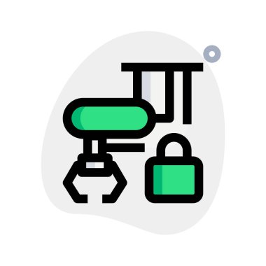 Kilit sistemi ile donatılmış üretim makinesi.