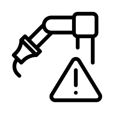 Güvenlik uyarılarıyla donatılmış robot kol.