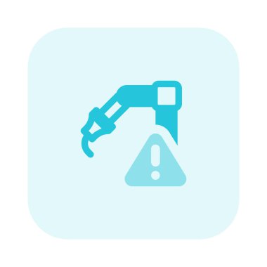 Güvenlik uyarılarıyla donatılmış robot kol.