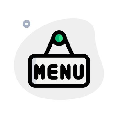 Kafenin dışında gösterilen menü pankartı.