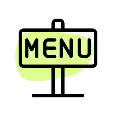 Bir restoranın menüsü için reklam panosu.