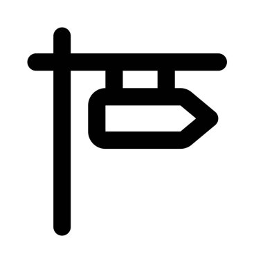 Yol işareti yön oku ile asılıyor.