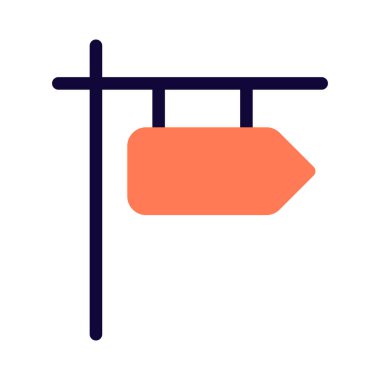 Yol işareti yön oku ile asılıyor.