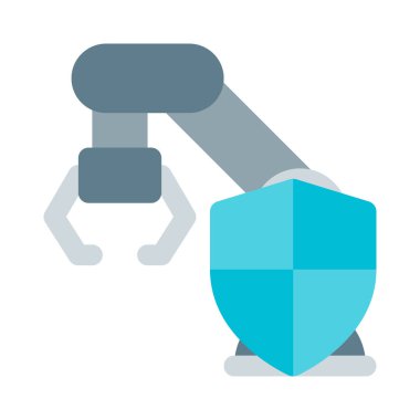 Fabrikada kalkan korumalı robotik kol makinesi..