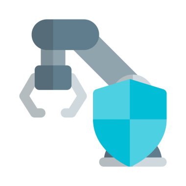 Fabrikada kalkan korumalı robotik kol makinesi..