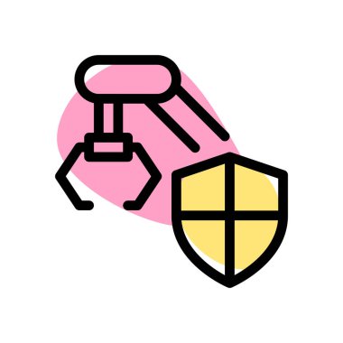 Fabrikada kalkan korumalı robotik kol makinesi..