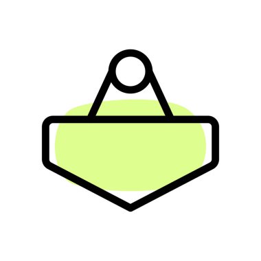 Tasarımcı işareti ipten sarkıyor.