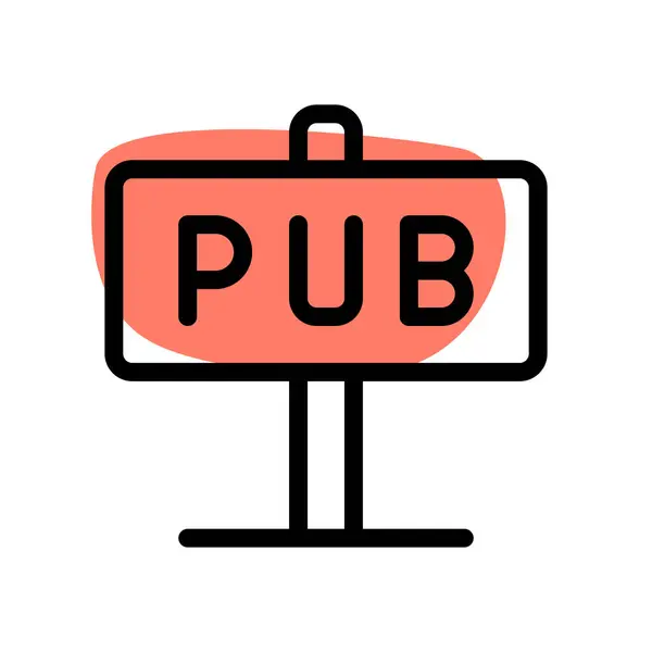 Porta Cartello Posizionato Fuori Pub — Vettoriale Stock