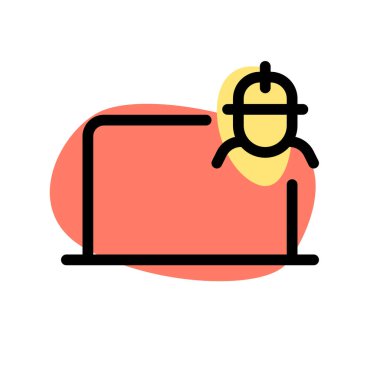 İşçi, endüstriyel bilgileri dizüstü bilgisayarında tutuyor.