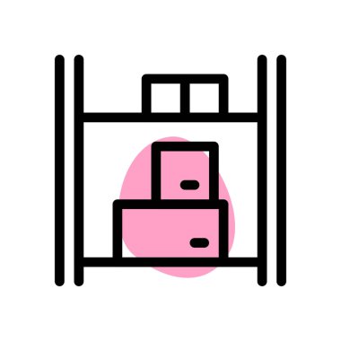 Karton kutular envanter rafında tutulur..