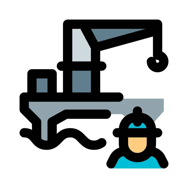 Ouvrier Industriel Contrôlant Grue Minière — Image vectorielle