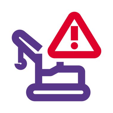 Uyarı işareti olan bir inşaat aracı..