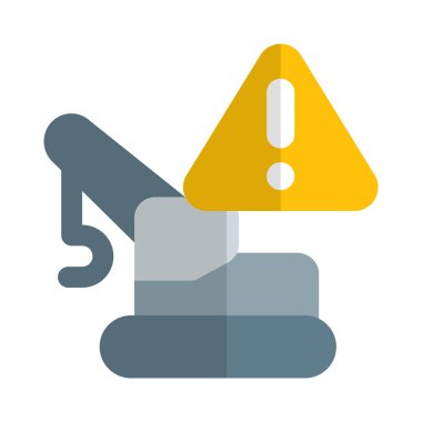 Uyarı işareti olan bir inşaat aracı..