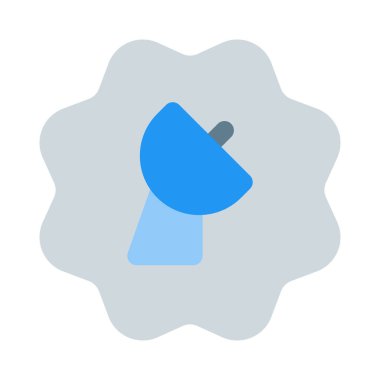 Beyaz arkaplanda izole edilmiş uydu anten etiketi