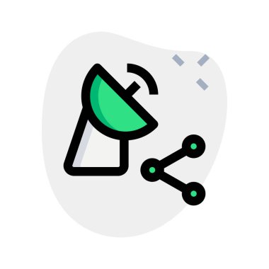 Beyaz arkaplanda izole edilmiş çanak uydu ağını paylaş