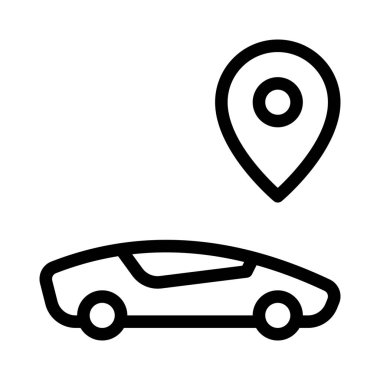 Haritaları ve konumu olan modern araba beyaz arka planda izole edilmiş.