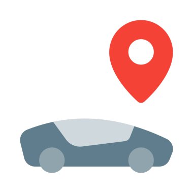 Haritaları ve konumu olan modern araba beyaz arka planda izole edilmiş.