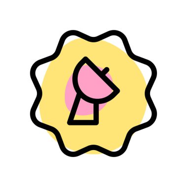 Beyaz arkaplanda izole edilmiş uydu anten etiketi