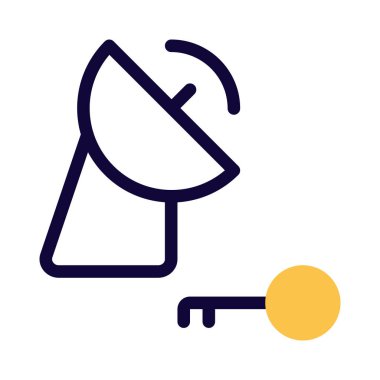 Beyaz arkaplanda kilit güvenliğe sahip uydu