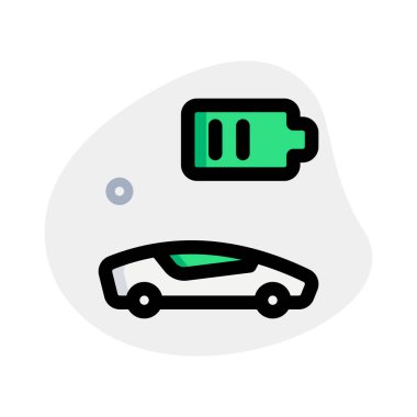 Beyaz arkaplanda orta büyüklükte pilli elektrikli araba var.