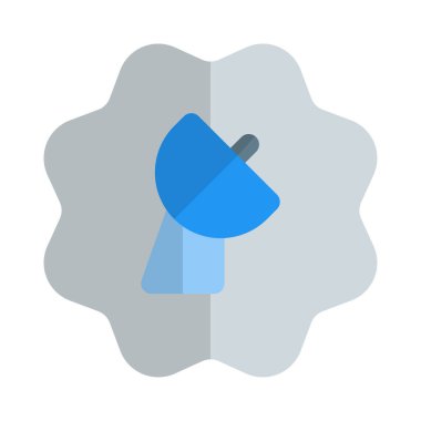 Beyaz arkaplanda izole edilmiş uydu anten etiketi