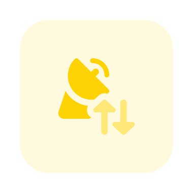 Beyaz arkaplanda izole edilmiş çanak ağdan veri transferi