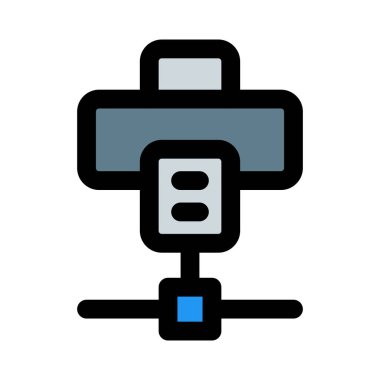 Beyaz arkaplanda izole edilmiş bir ağa bağlı ofis yazıcısı