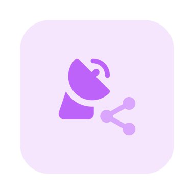 Beyaz arkaplanda izole edilmiş çanak uydu ağını paylaş