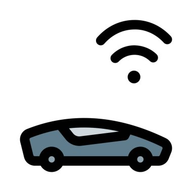 İnternet bağlantısı olan EV arabası beyaz arkaplanda izole edildi