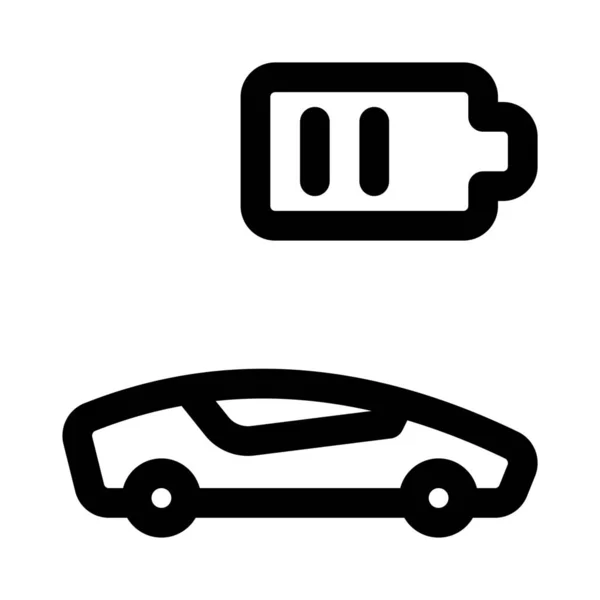Elektroauto Mit Mittlerer Batterie Isoliert Auf Weißem Hintergrund — Stockvektor