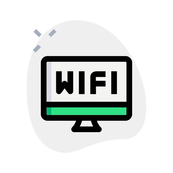 Wifi Csatlakozás Aktiválva Asztali Számítógépen — Stock Vector