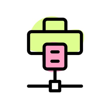 Beyaz arkaplanda izole edilmiş bir ağa bağlı ofis yazıcısı