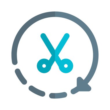 Beyaz arka planda makaslı kuaför salonu