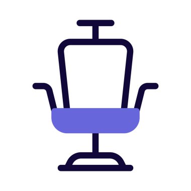 Berber salonu koltuğu beyaz arka planda izole edilmiş.