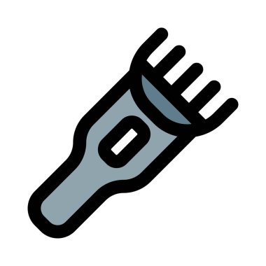 Beyaz arka planda izole edilmiş, kusursuz kesilmiş bir berber kırpıcısı ya da budayıcı.