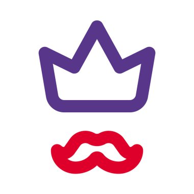 Beyaz arka planda Crown and Bıyık logotype düzeni izole edildi
