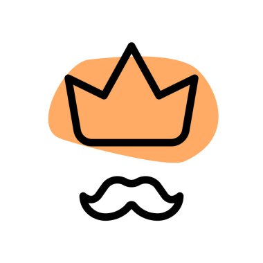 Beyaz arka planda Crown and Bıyık logotype düzeni izole edildi
