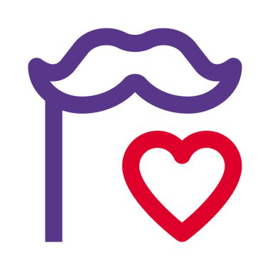 Bıyık Kılık Değiştirme Bir kalp ile Logotype beyaz bir arka planda izole