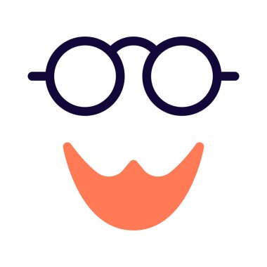 Beyaz arka planda izole edilmiş yuvarlak gözlüklü komik bir sakal.