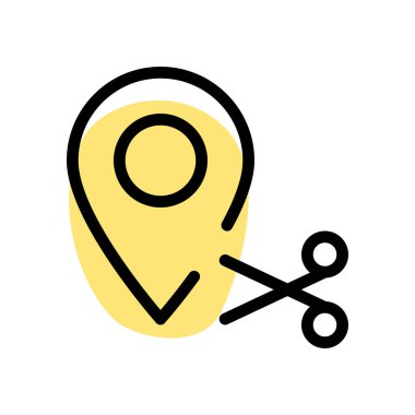 Beyaz arka planda izole edilmiş bir haritada berber dükkanı konumu