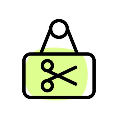 Beyaz arka planda berber dükkanı tabelası var.