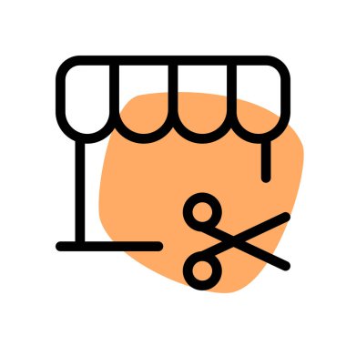 Beyaz arka planda izole edilmiş makaslı berber logosu