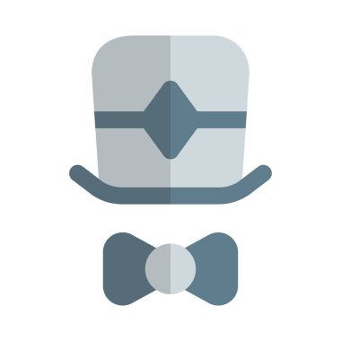 Garip hipster titreşimleri için papyonlu uzun şapka.