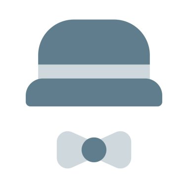 Şapkalı ve papyonlu klasik moda tarzı..