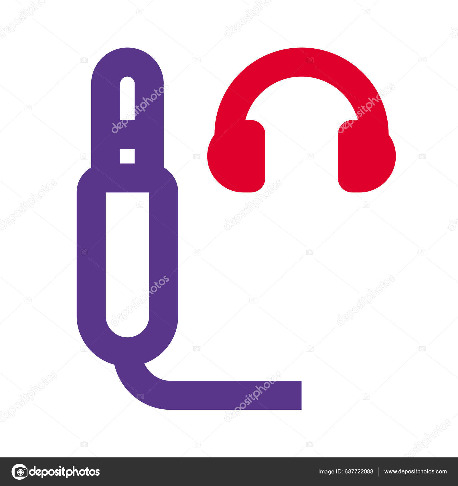 Headphones Connected Standard Audio Jack Stock Vector by 687722088