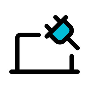 Şarj kablosuyla dizüstü bilgisayar çalıştırılıyor.