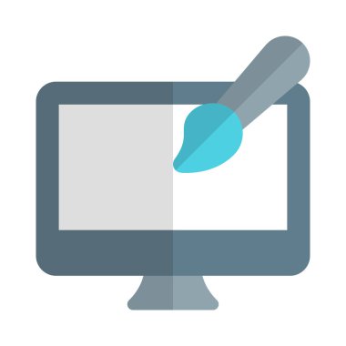 Masaüstü bilgisayarı kullanılarak dijital sanat çalışması üretiliyor.